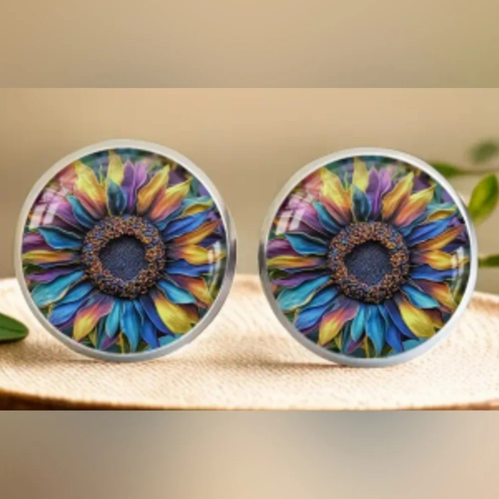 Y2K Colorful Floral Boho Sunflower Stud Gift Earrings(#067)